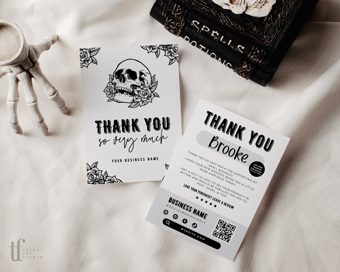 Gothic Business Thank You Card Canva Template, Editable Halloween Thank ...