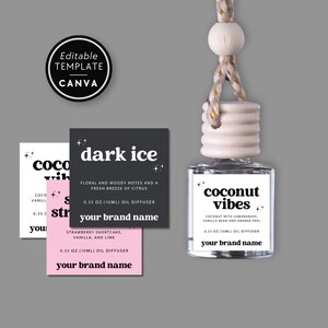 Car Diffuser Label Template Canva, Editable Product Label Template, DIY Diffuser Oil Air Freshener Label, Printable Diffuser Label - Dani