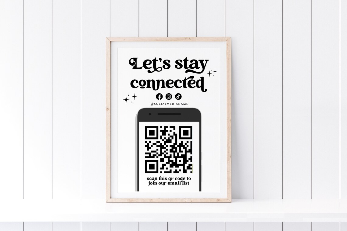 Retro QR Code Social Media Sign Template DIY Follow Us on - Etsy