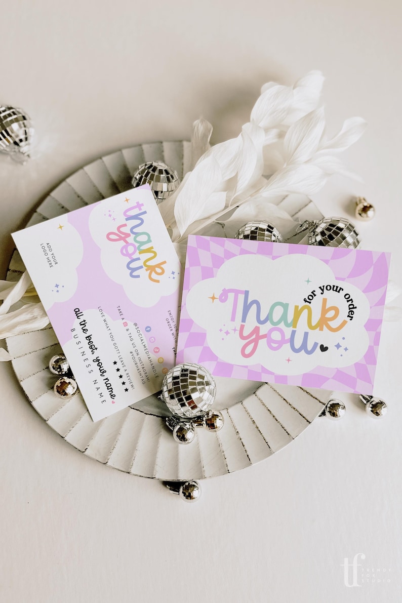 Colorful Business Thank You Card Canva Template, Editable Rainbow QR Code Packaging Mailer, Cute Fun Package Insert Business Branding - Lulu Bild 5