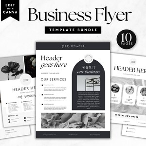 Business Flyer Bundle Canva Template, One Page Marketing Flyer, Editable Printable Services, Small Business Templates, Canva Flyer Design