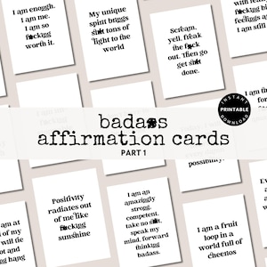 Carte stampabili di affermazione tosta Mazzo di affermazioni imprecazioni Carte stampabili motivazionali Forse giurare aiuterà Carte di incoraggiamento Parte 1