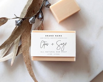 Printable Soap Label Template, Minimalist Soap Wrap Label, Body Product Label, DIY Soap Label Design Canva, Soap Band Label Template- Dusk