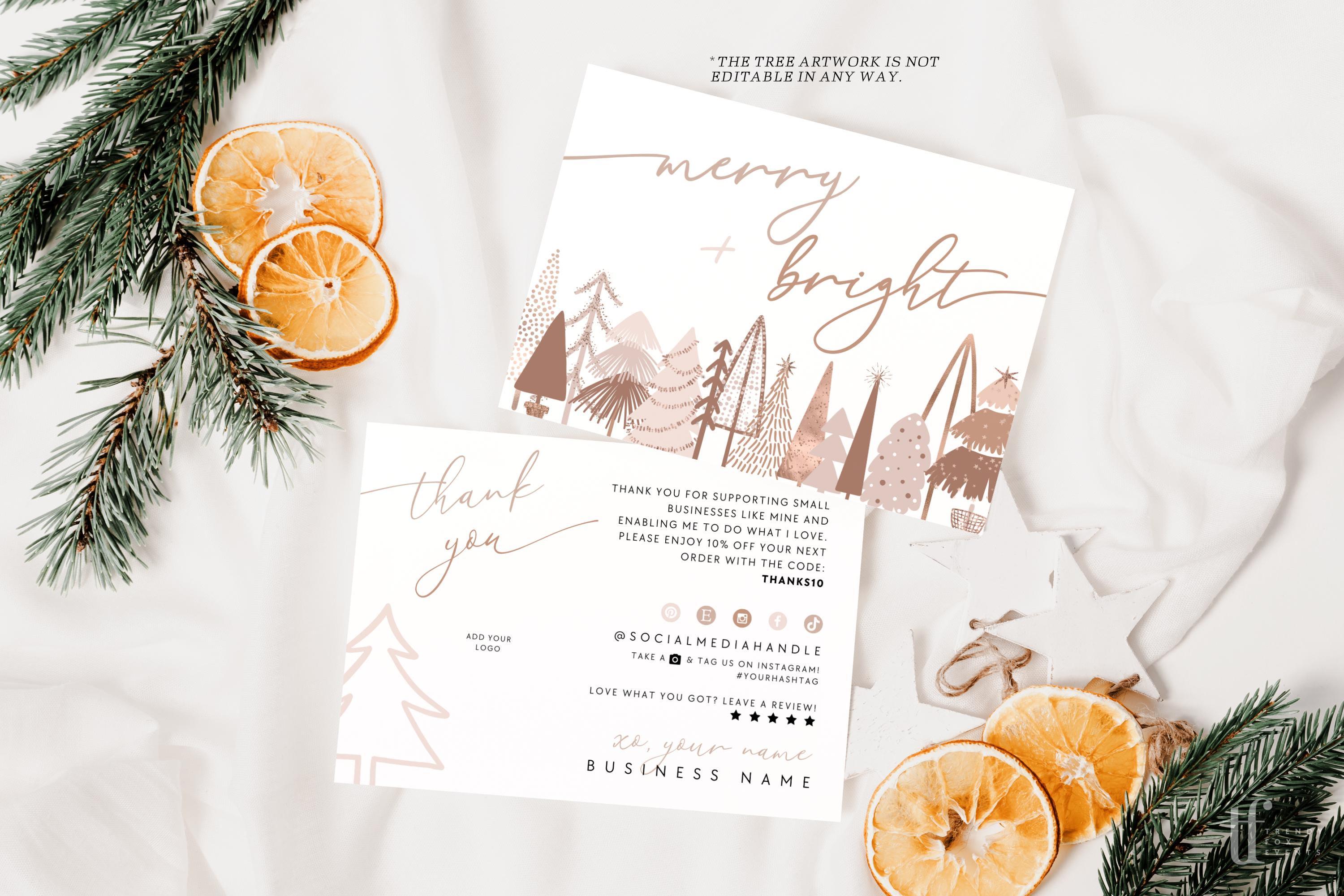Boho Christmas Business Thank You Card Canva Template, QR Code Holiday ...