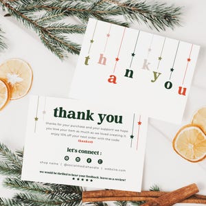 Christmas Business Thank You Card Template Canva, Holiday Printable Thanks For Your Purchase, Small Business Package Insert Card, DIY Mailer