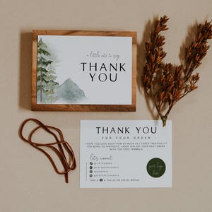 Forest Business Thank You Card Canva Template, Landscape Package Insert, Editable Pine Rustic Woodland - Oaklyn image 3