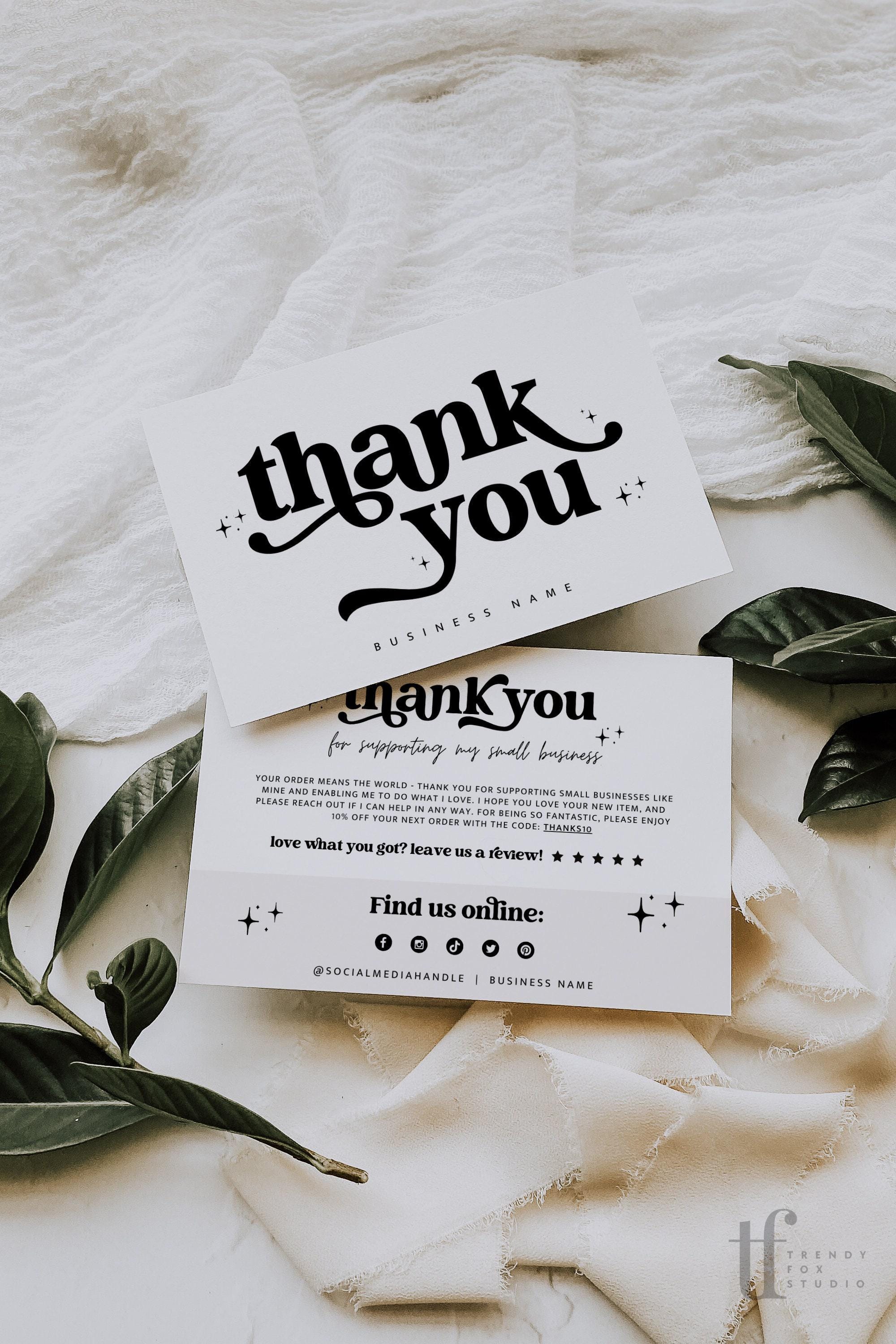 Retro Business Thank You Card Template, Editable Modern Retro Customer ...