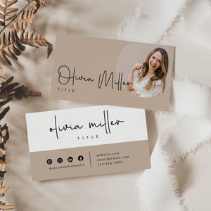 Boho Business Card Canva Template, INSTANT DOWNLOAD, Printable Business Card with Photo, DIY Calling Card, Minimal Business Card - Blair