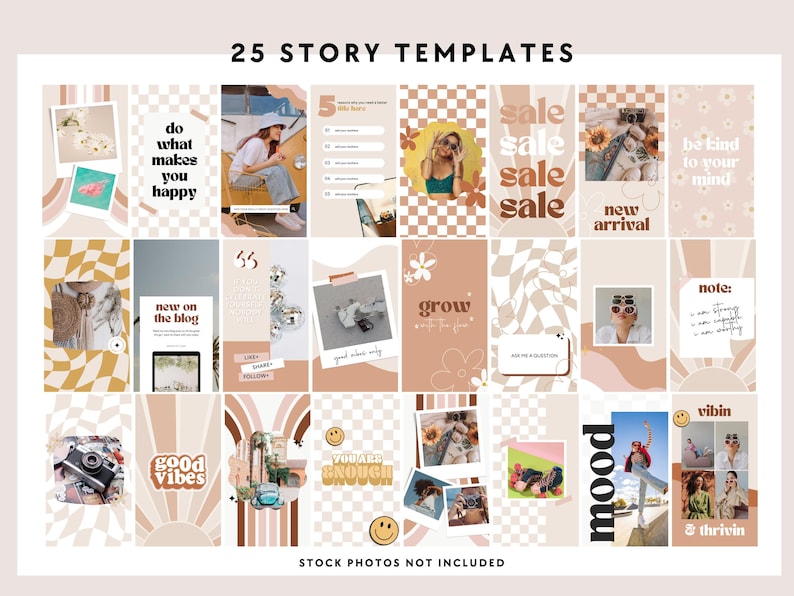 Groovy Retro Instagram Story Templates Canva, IG Stories, Instagram Branding, Social Media Templates, Editable Story Templates - Pixie image 2