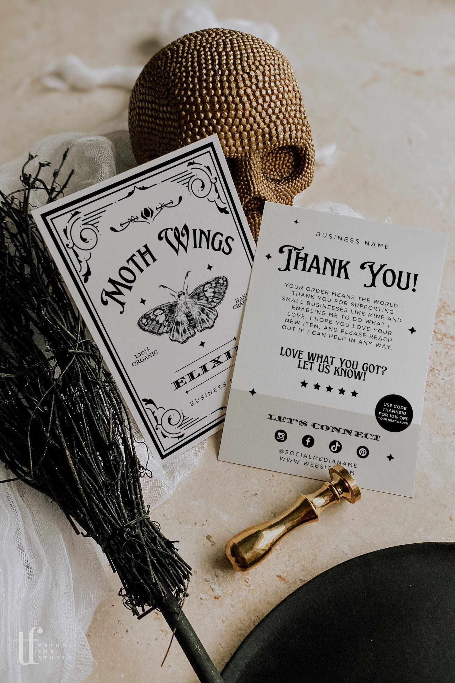 Witchy Halloween Business Thank You Card Canva Template, Editable Goth ...