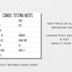 DIY Candle Testing Label Template, Editable Candle Notes Sticker, Candle Maker Label Template, Printable Candle Test Sticker, Canva Template image 4