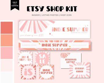 90s Retro Colorful Etsy Store Branding/Banner Canva Template - Lisa