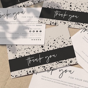 Modern Small Business Thank You Card Template Canva, Editable Thanks For Your Purchase Card, Abstract Printable Package Insert  - Zoe