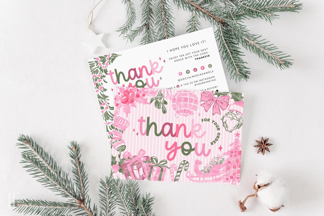 Colorful Vintage Christmas Business Thank You Card Canva Template ...