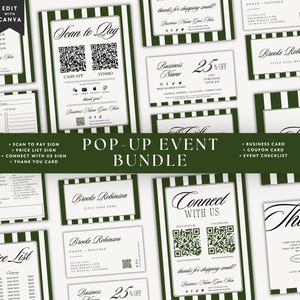 Market Event Bundle Canva Template, Pop-Up Branding Kit, Vendor Event Craft Fair Signage Business Card Scan to Pay Price List Connect -Lorna