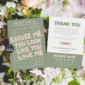 Trendy Business Thank You Card Canva Template, Editable Guest Check Customer Thank You Business Packaging, DIY Cute Fun Thank You Insert