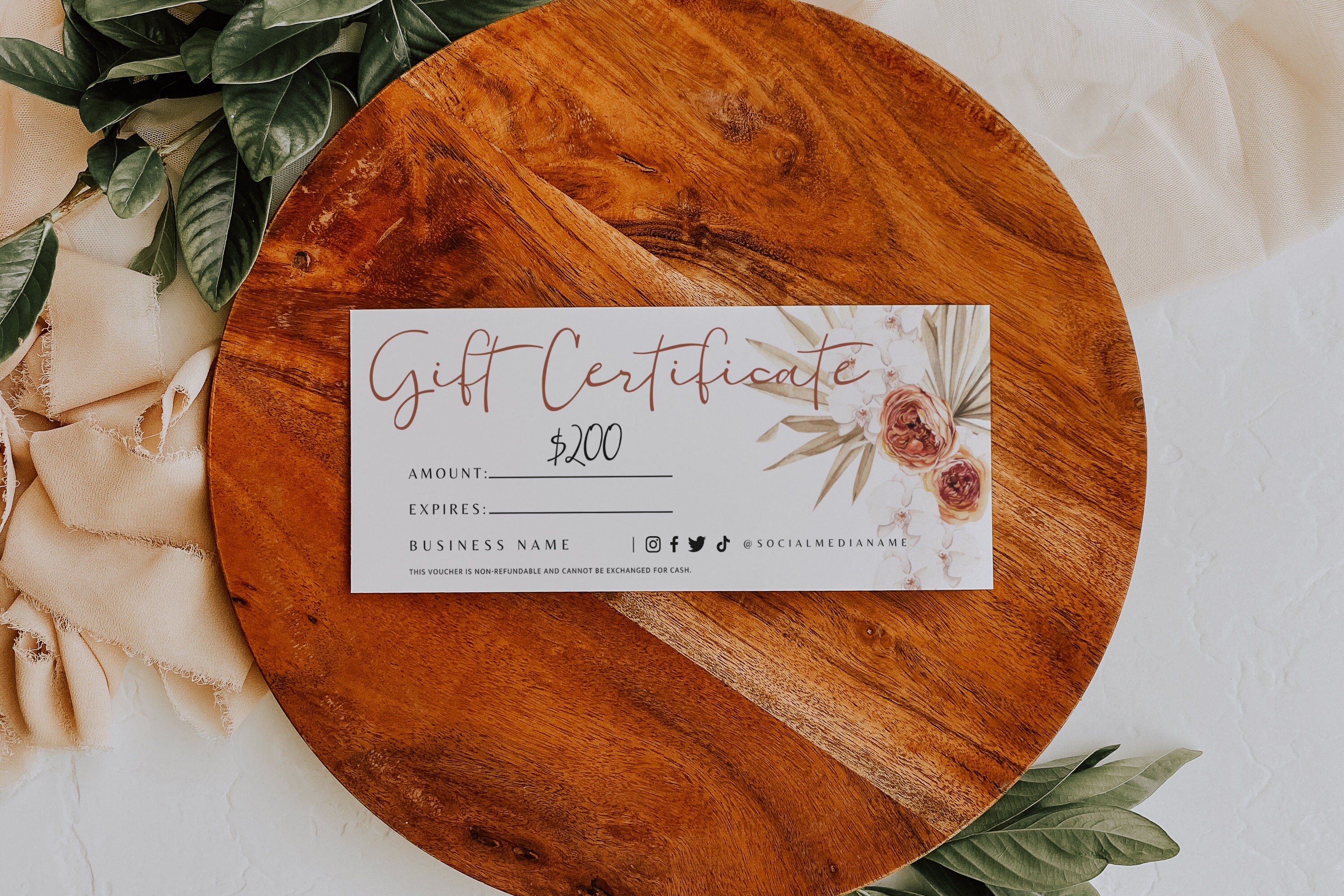 Boho Gift Certificate Template DIY Printable Gift Voucher - Etsy