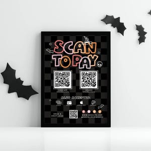 Cute Halloween Scan to Pay Sign QR Code Sign Template Canva, Editable Accepted Payments Sign, CashApp Venmo Pay Here, Spooky Pastel Sign