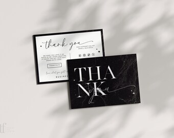 Black Luxury Business Thank You Card Canva Template, Luxe Modern Customer Package Insert - Dash