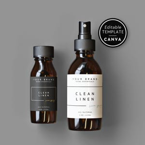 Room Spray Label Template, Editable Product Label Template, 2x2 3x2 DIY Label for Body Products or Room Spray, Canva Label Template - April