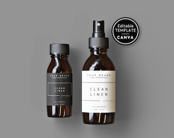 Room Spray Label Template, Editable Product Label Template, 2x2 3x2 DIY Label for Body Products or Room Spray, Canva Label Template - April