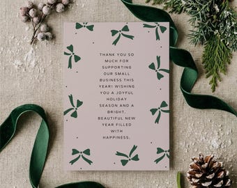 Business Christmas Thank You Canva Template, Editable Vintage Coquette Customer Order Insert Card