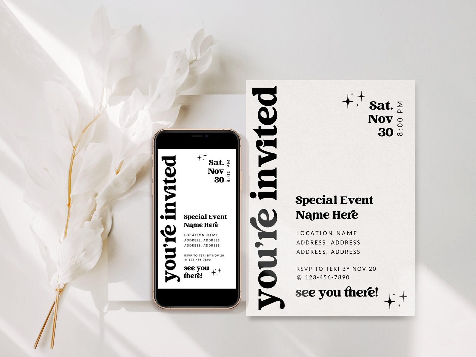 Retro Business Invitation Template, Special Event Invitation, Digital ...