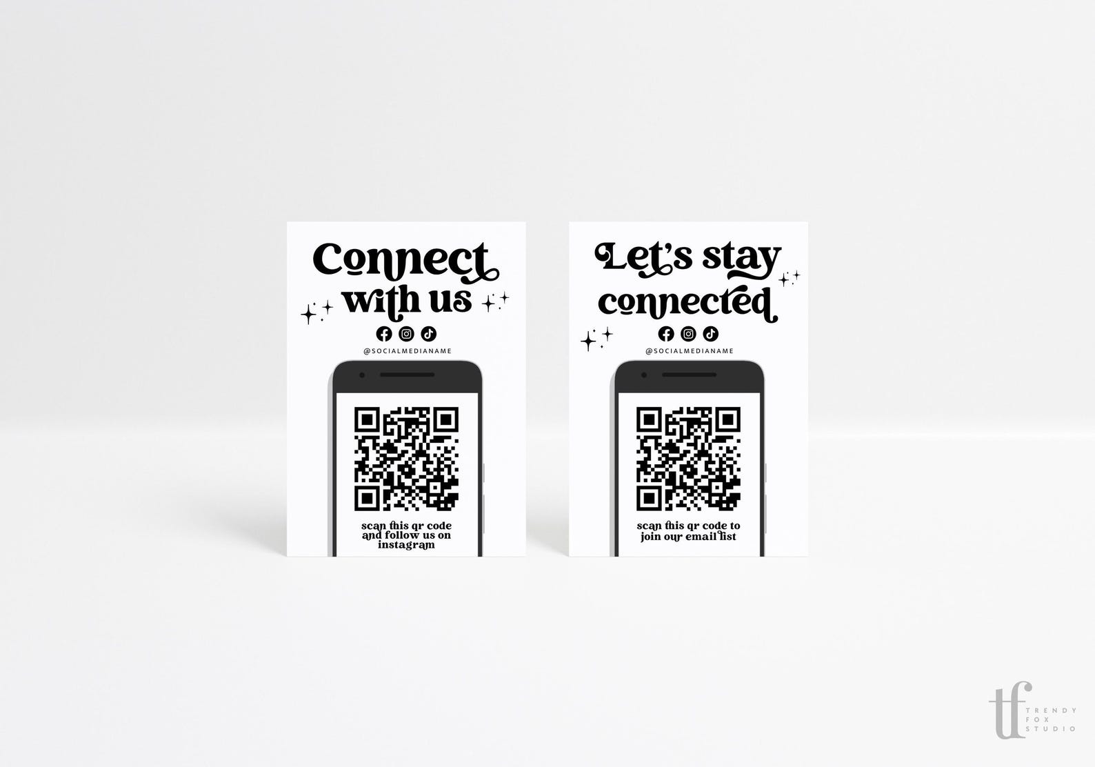 Retro QR Code Social Media Sign Template, DIY Follow Us on Social ...