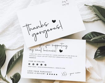 Business Thank You Card Canva Template, Modern Printable Thanks For Your Purchase Order Insert Postcard - Blair
