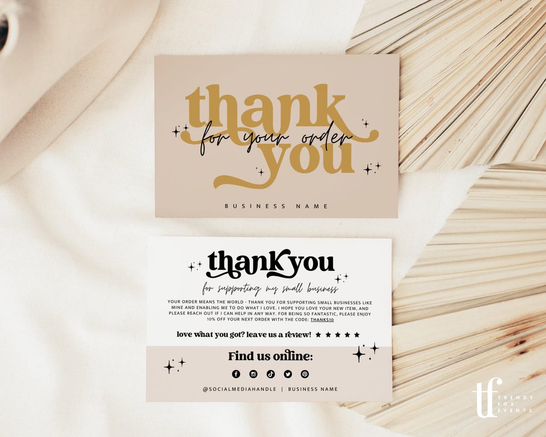 Retro Business Thank You Card Template, Editable Modern Retro Customer ...