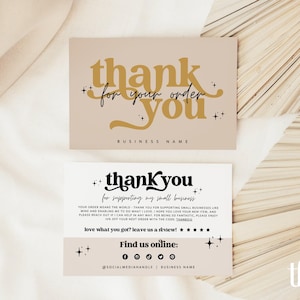 Retro Business Thank You Card Template, Editable Modern Retro Customer Thank You, Business Packaging Card, Printable Canva Thank You, Dani