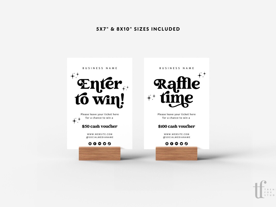 Bright Raffle Sign Retro Raffle Sign Canva Template, Groovy Enter to Win Poster, Pop-up ...