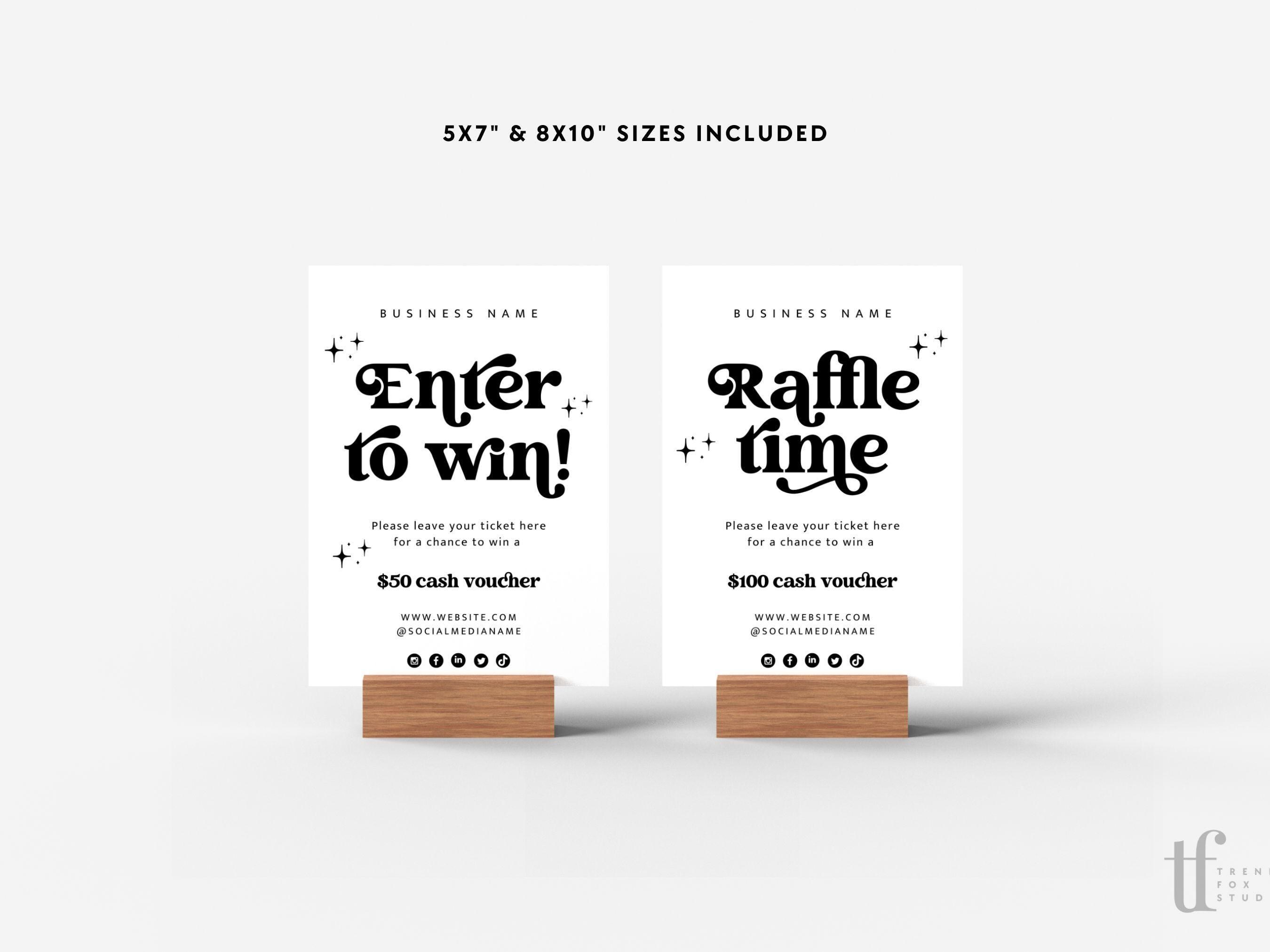 Retro Raffle Sign Canva Template, Groovy Enter to Win Poster, Pop-up ...