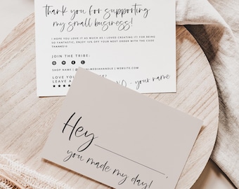 Business Thank You Card Canva Template, Modern Printable Thanks For Your Purchase Package Insert - Gwen