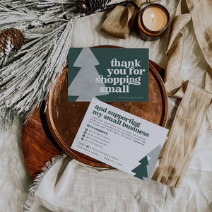 Boho kerstbedrijf bedankkaartsjabloon, retro vakantie afdrukbare bedankt voor je aankoop, bijsluiter voor kleine bedrijven Canva