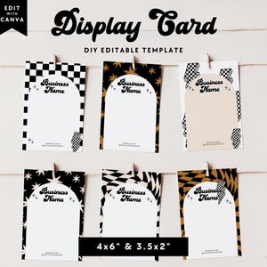 Retro Editable Hair Bow Card Template, Hair Bow Packaging Display Card, Editable Hair Clip Card, Custom Display Card, Jewelry Display - DC35