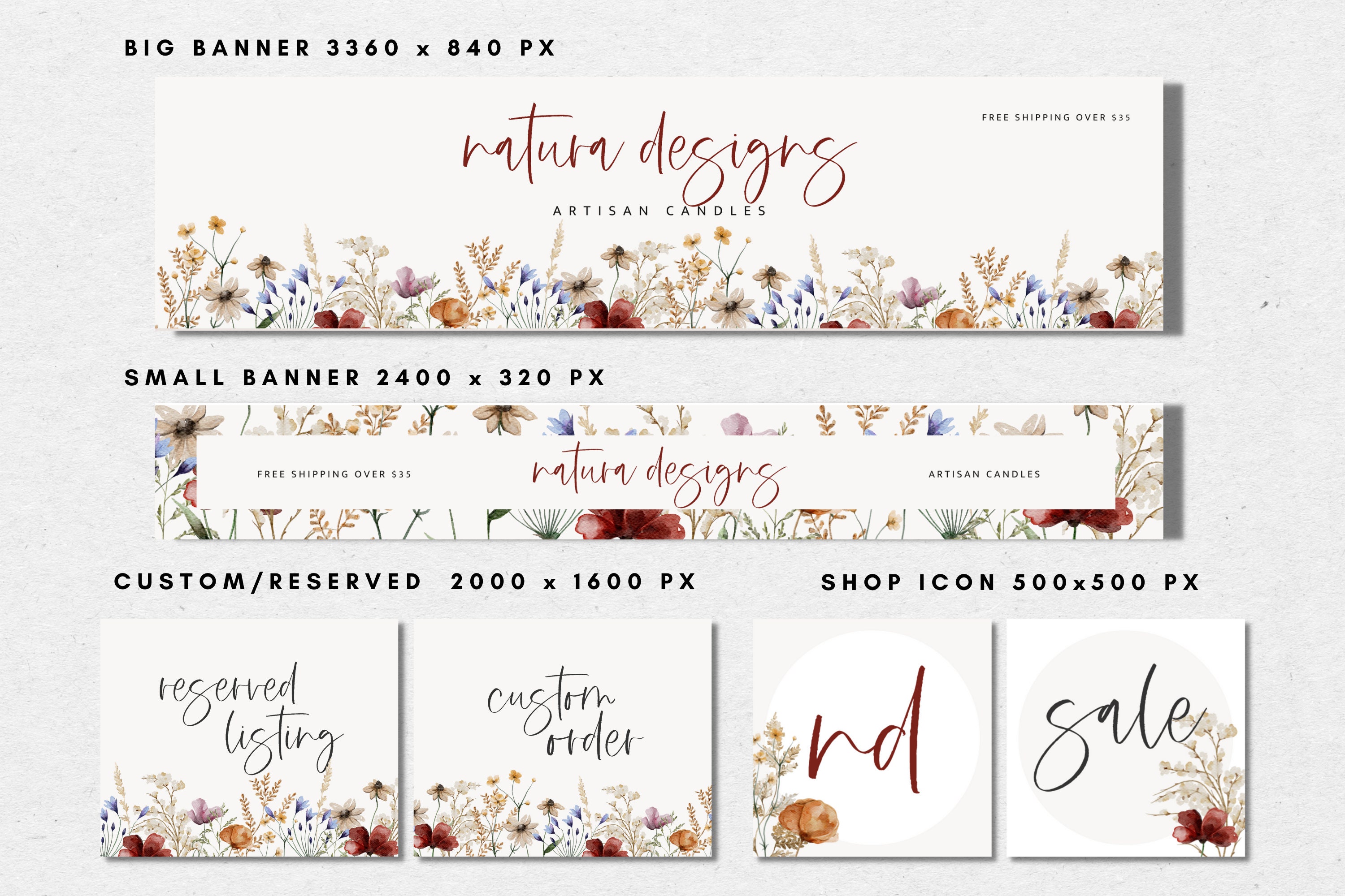 Boho Etsy Shop Kit Etsy Banner Template Etsy Store Branding Etsy