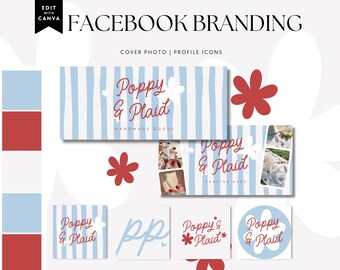 Preppy Cottagecore Facebook Cover Canva Template, Facebook Branding - Margot