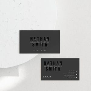 Modern Black Business Card Canva Template, INSTANT DOWNLOAD, Printable Business Card, Editable Business Card, DIY Business Branding