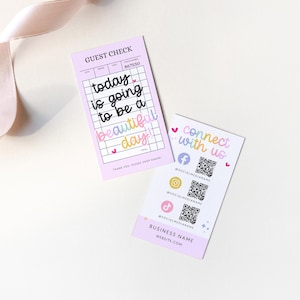 Guest Check Social Media Connect with Us Business Card Canva Template, QR Code, Snap & Share Thank You 2x3.5" Like and Connect Insert - Lulu