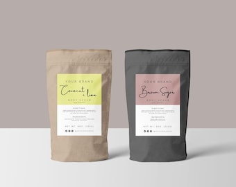 Pouch Label Template Editable Body Product Label Template Editable Tea Pouch Labels Beauty Packaging Label DIY Coffee Label Stickers "Lexie"