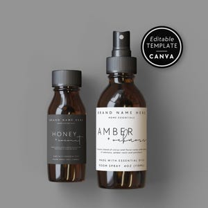 Room Spray Label Template, Editable Product Label Template, 2x2 3x2 DIY Label for Body Products or Room Spray, Canva Label Template - Stella