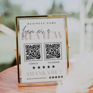 Ask For Review QR Code Sign Template, Google Review Sign, Facebook Review, Business Review Us Request, Review Purchase Request Canva - Emory
