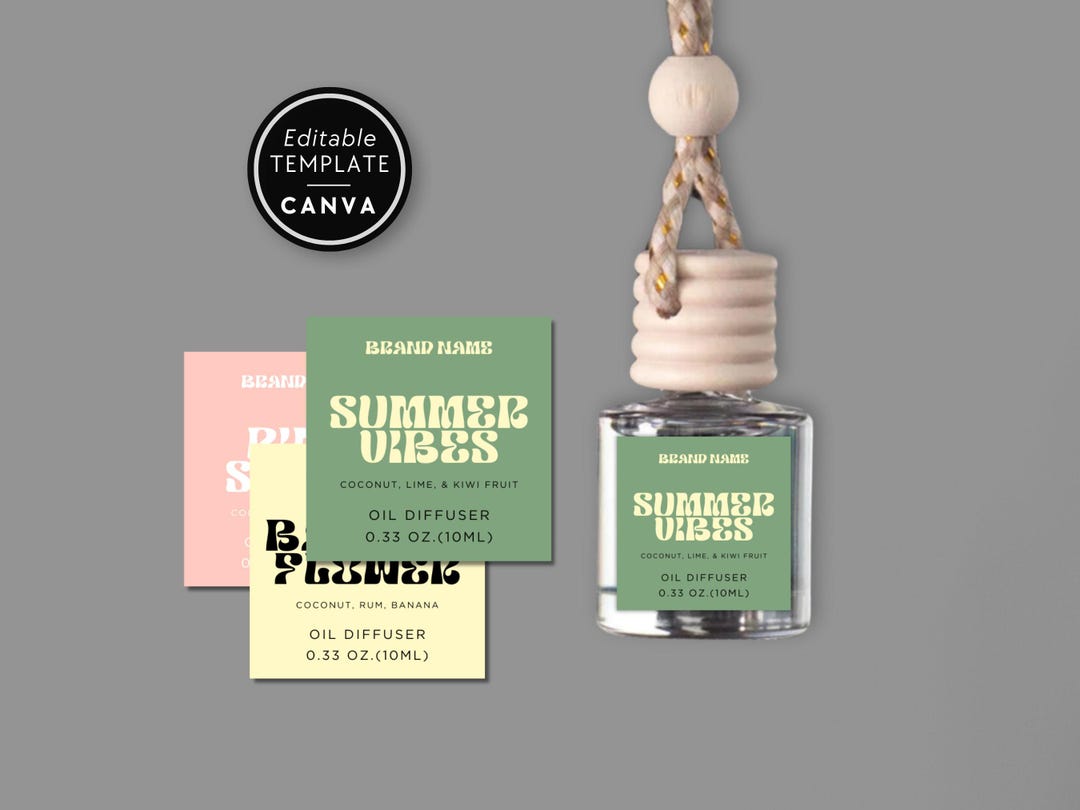 Retro Car Diffuser Label Template Canva, Editable Product Label ...