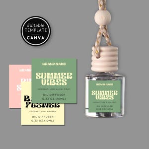 Retro Car Diffuser Label Template Canva, Editable Product Label Template, DIY Diffuser Oil Air Freshener Label, Printable Diffuser Label