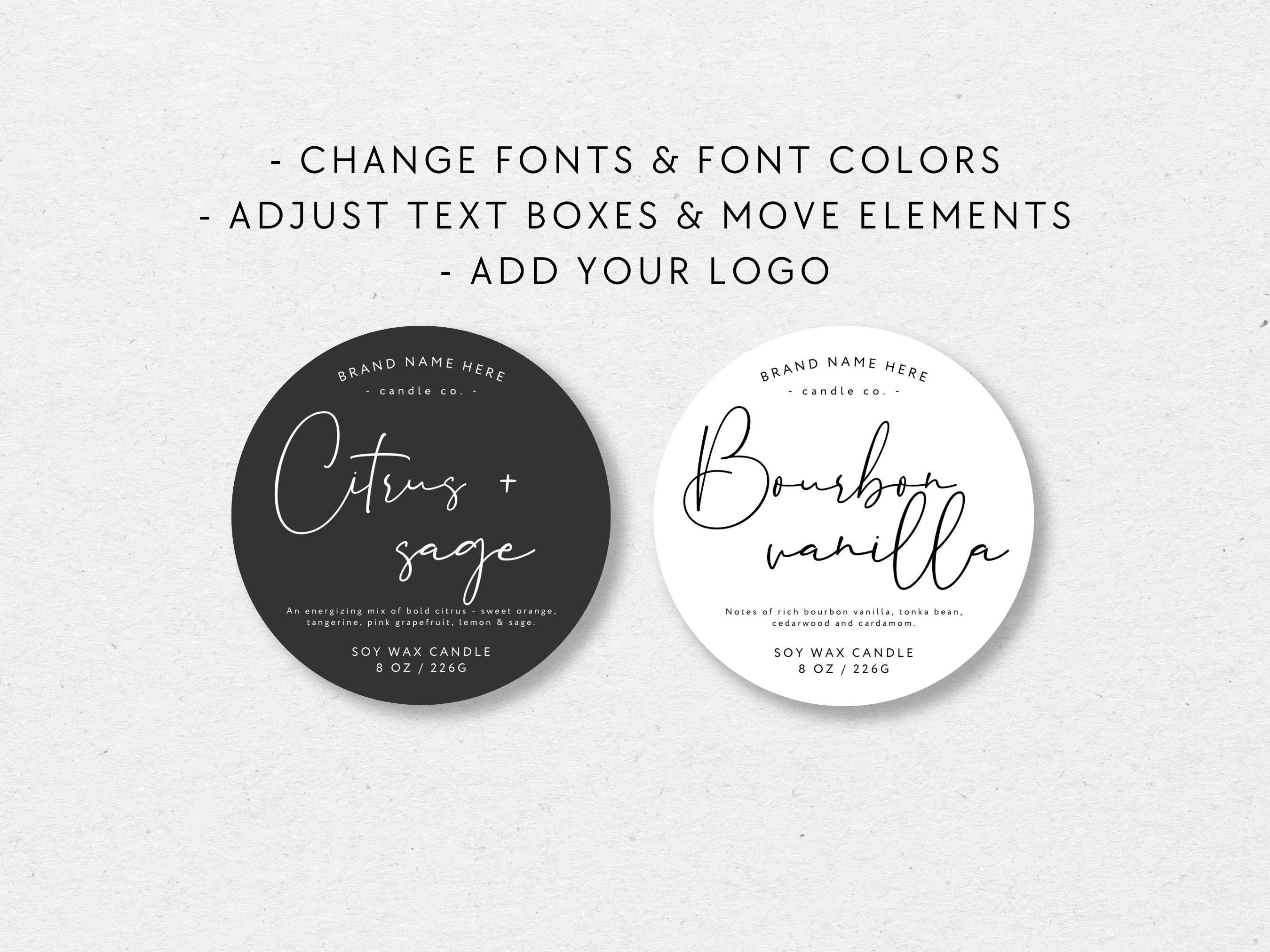 Candle Wrapper Label Round Candle Label Template, Editable Candle Lid Sticker Label, Pre ...