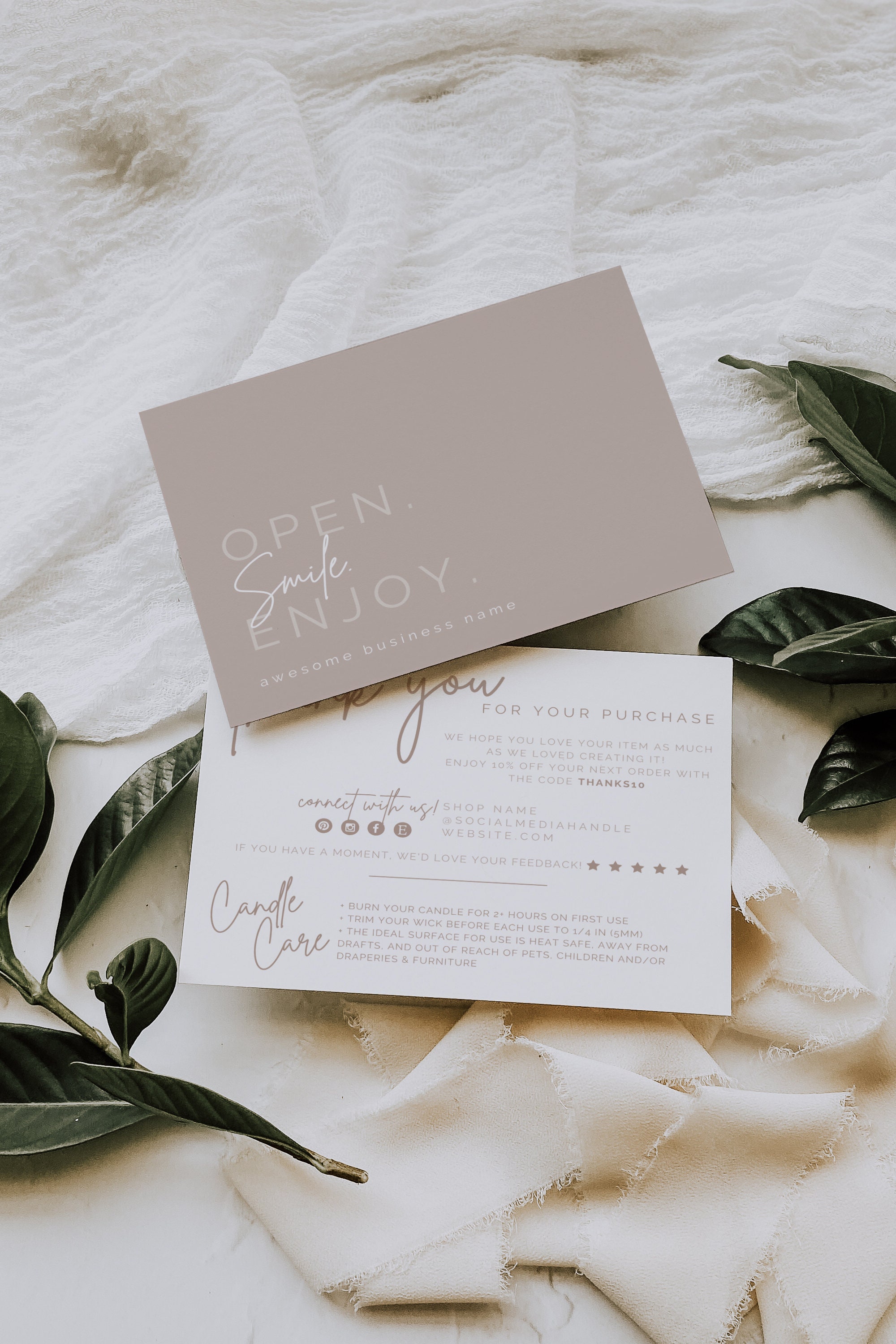 キャンドルケアカードテンプレート 中小企業向け 編集可能なサンキュー  