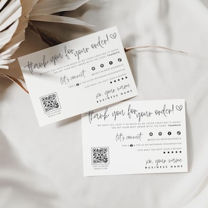 Business Thank You Card Editable, Printable Thanks For Your Purchase Card QR Code, Business Package Insert Card, Canva Template - Honey
