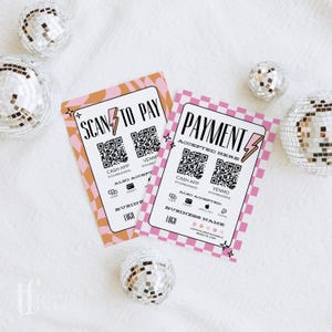 Colorful Scan to Pay Sign, 2 QR Code Sign Canva Template, Cute Fun Printable Payment Sign, Editable Accepted Payments CashApp Venmo - Brooks