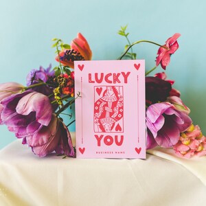 Valentine Business Thank You Card Canva Template, Editable Playing Card Queen Customer Thank You Business Packaging, DIY Thank You